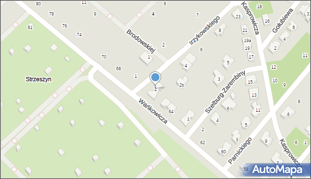 Poznań, Irzykowskiego Karola, 2, mapa Poznania