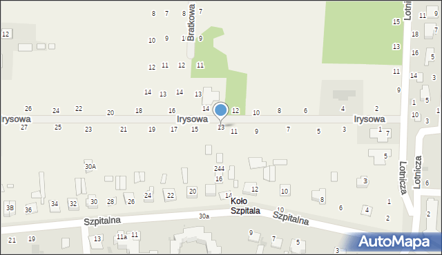 Suszno, Irysowa, 13, mapa Suszno