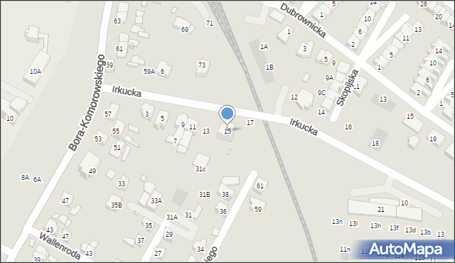 Wrocław, Irkucka, 15, mapa Wrocławia