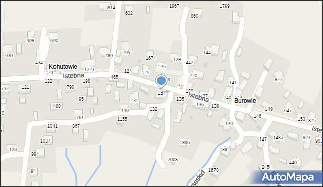 Istebna, Istebna, 134, mapa Istebna