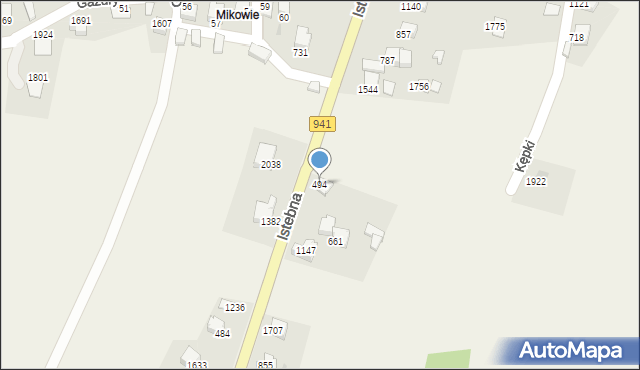 Istebna, Istebna, 494, mapa Istebna