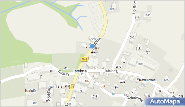 Istebna, Istebna, 577, mapa Istebna