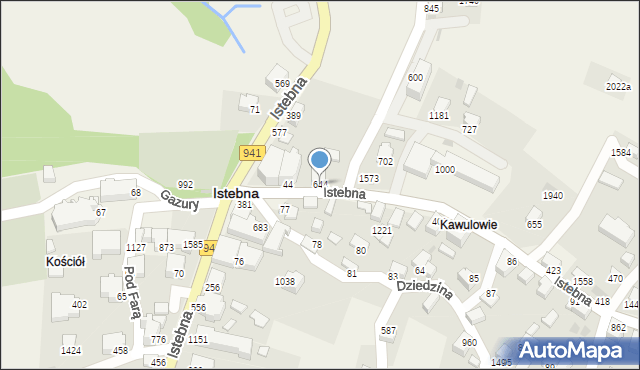 Istebna, Istebna, 644, mapa Istebna