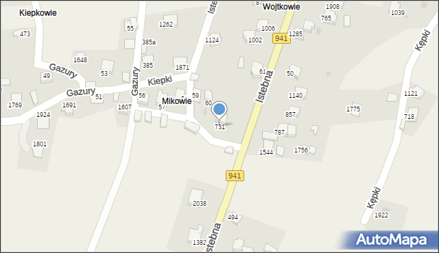 Istebna, Istebna, 731, mapa Istebna
