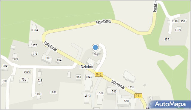 Istebna, Istebna, 749, mapa Istebna