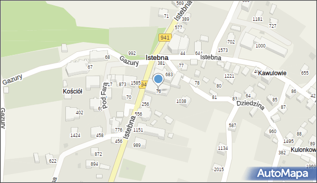 Istebna, Istebna, 76, mapa Istebna