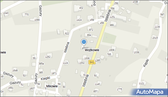 Istebna, Istebna, 870, mapa Istebna