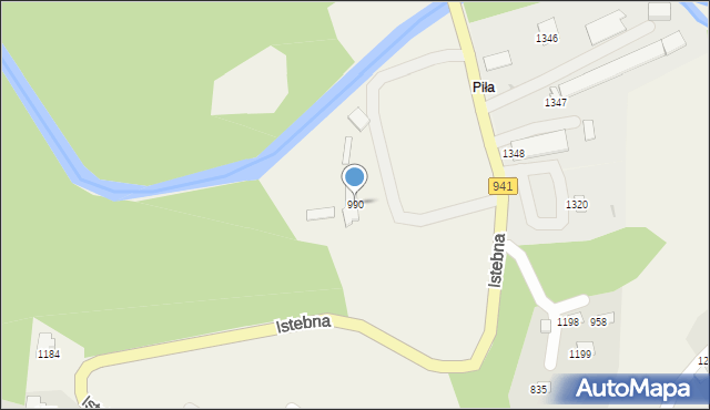 Istebna, Istebna, 990, mapa Istebna