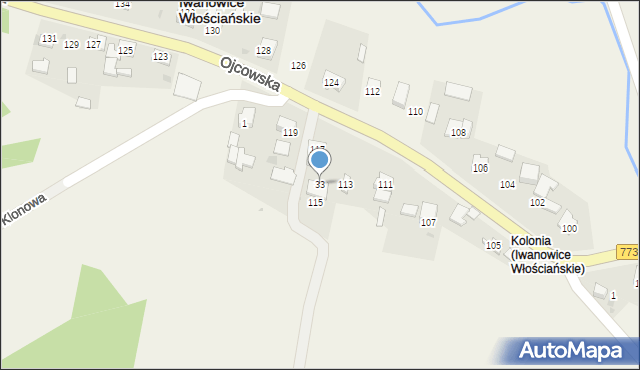 Iwanowice Włościańskie, Iwanowice Włościańskie, 33, mapa Iwanowice Włościańskie