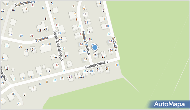 Mosina, Iwaszkiewicza Jarosława, 25, mapa Mosina