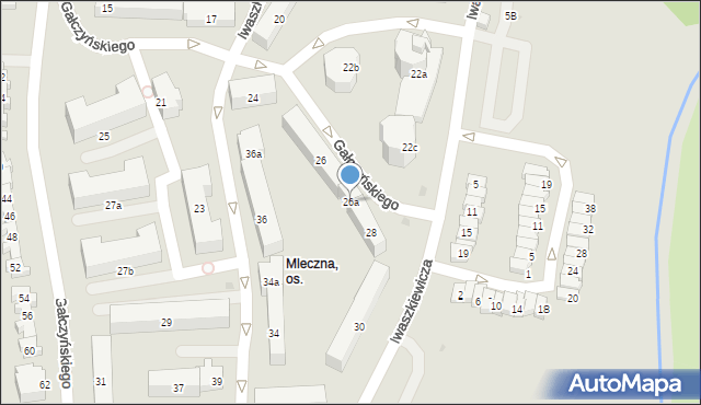 Olsztyn, Iwaszkiewicza Jarosława, 26a, mapa Olsztyna