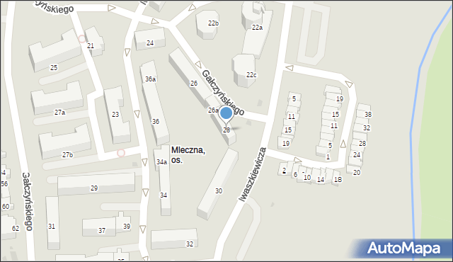 Olsztyn, Iwaszkiewicza Jarosława, 28, mapa Olsztyna