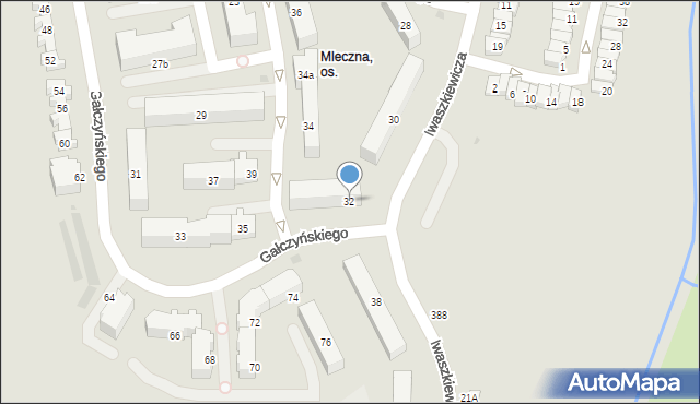 Olsztyn, Iwaszkiewicza Jarosława, 32, mapa Olsztyna