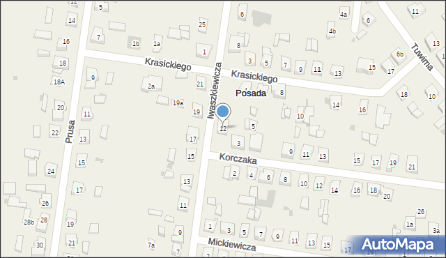 Posada, Iwaszkiewicza, 12, mapa Posada