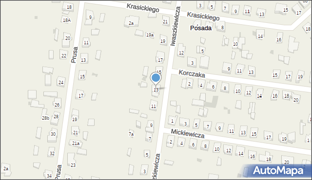 Posada, Iwaszkiewicza, 13, mapa Posada