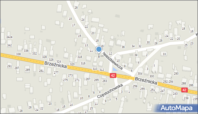 Radomsko, Iwaszkiewicza Jarosława, 9, mapa Radomsko