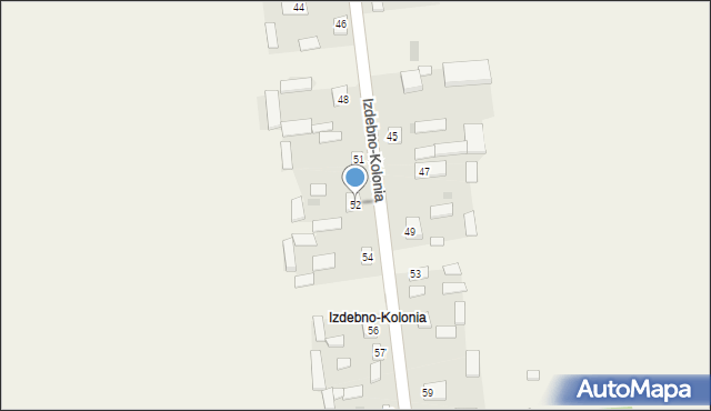 Izdebno-Kolonia, Izdebno-Kolonia, 52, mapa Izdebno-Kolonia