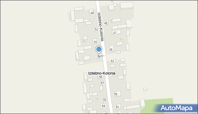 Izdebno-Kolonia, Izdebno-Kolonia, 54, mapa Izdebno-Kolonia