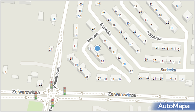 Lublin, Izerska, 10, mapa Lublina