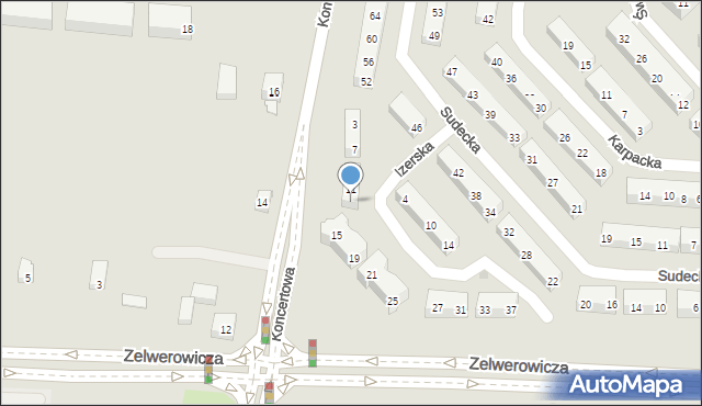 Lublin, Izerska, 13, mapa Lublina