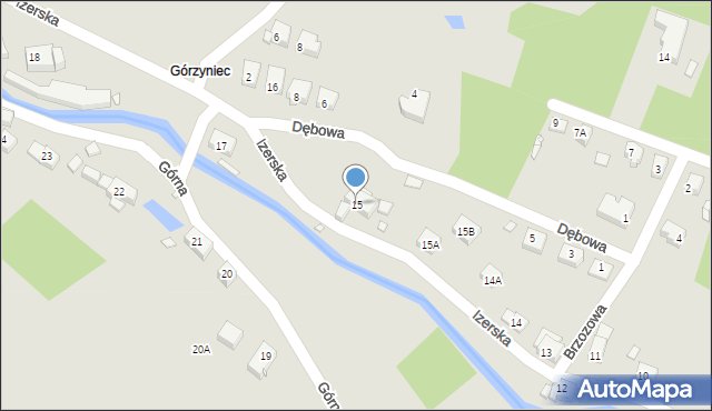 Piechowice, Izerska, 15, mapa Piechowice