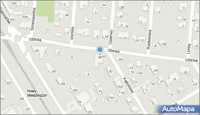 Warszawa, Izbicka, 8A, mapa Warszawy