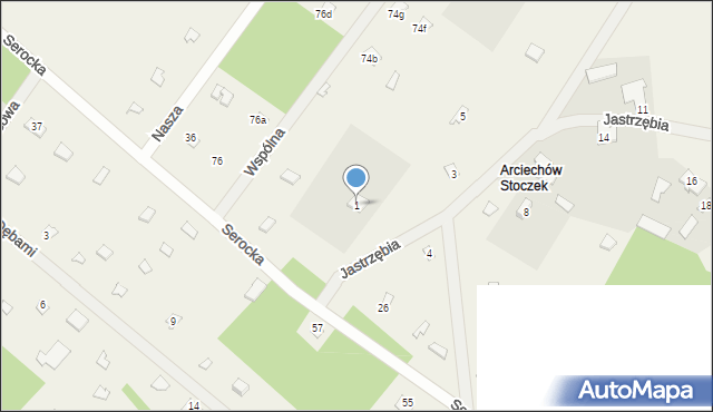 Arciechów, Jastrzębia, 1, mapa Arciechów