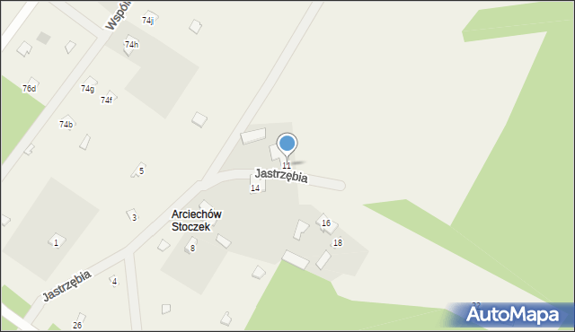 Arciechów, Jastrzębia, 11, mapa Arciechów