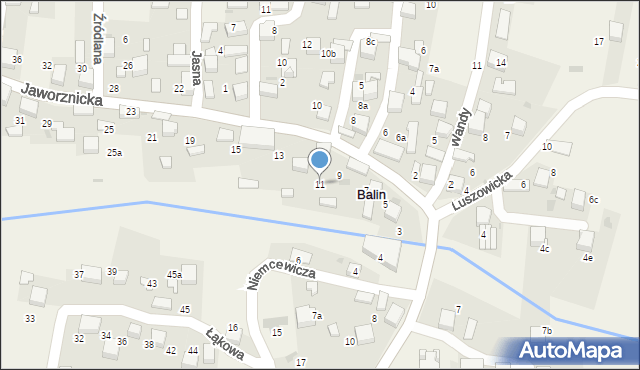 Balin, Jaworznicka, 11, mapa Balin