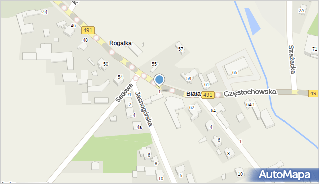 Biała, Jasnogórska, 1, mapa Biała