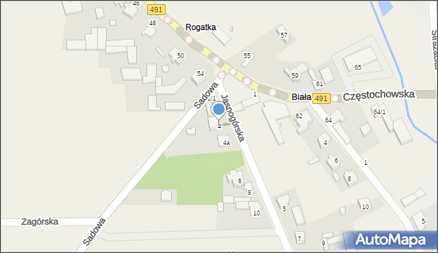 Biała, Jasnogórska, 4, mapa Biała