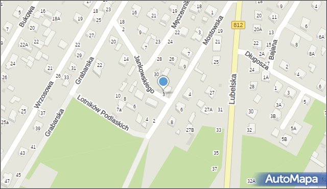Biała Podlaska, Jankowskiego Walentego, ks., 3, mapa Białej Podlaskiej