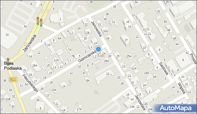 Biała Podlaska, Janowska, 26a, mapa Białej Podlaskiej