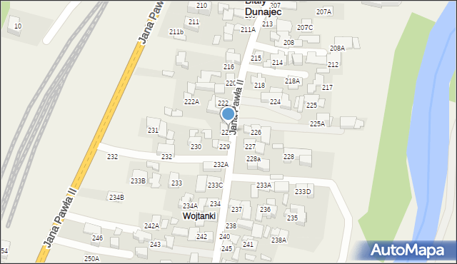 Biały Dunajec, Jana Pawła II, 226A, mapa Biały Dunajec