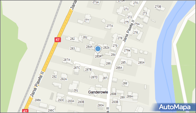 Biały Dunajec, Jana Pawła II, 283A, mapa Biały Dunajec