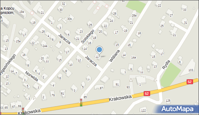 Bielsko-Biała, Jaracza Stefana, 11a, mapa Bielsko-Białej