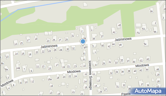 Bielsko-Biała, Jaśminowa, 36, mapa Bielsko-Białej