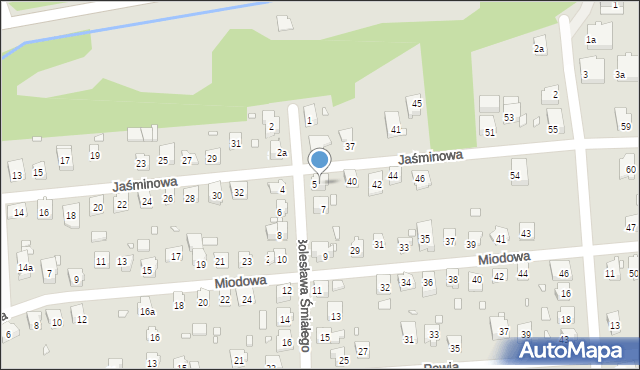 Bielsko-Biała, Jaśminowa, 38, mapa Bielsko-Białej