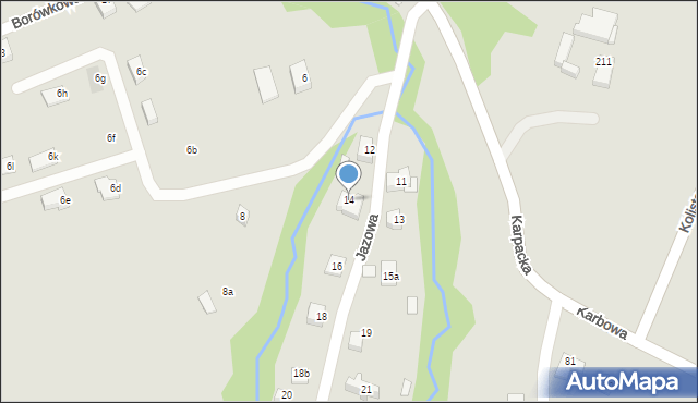 Bielsko-Biała, Jazowa, 14, mapa Bielsko-Białej