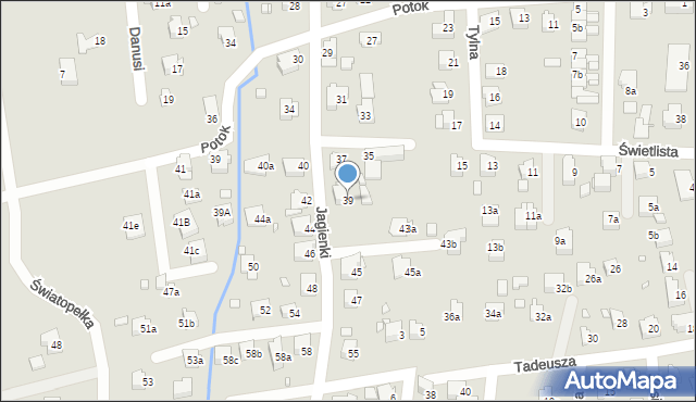 Bielsko-Biała, Jagienki, 39, mapa Bielsko-Białej