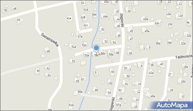 Bielsko-Biała, Jagienki, 58c, mapa Bielsko-Białej