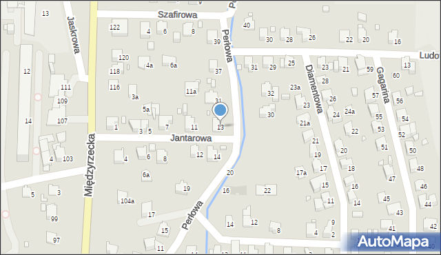 Bielsko-Biała, Jantarowa, 13, mapa Bielsko-Białej