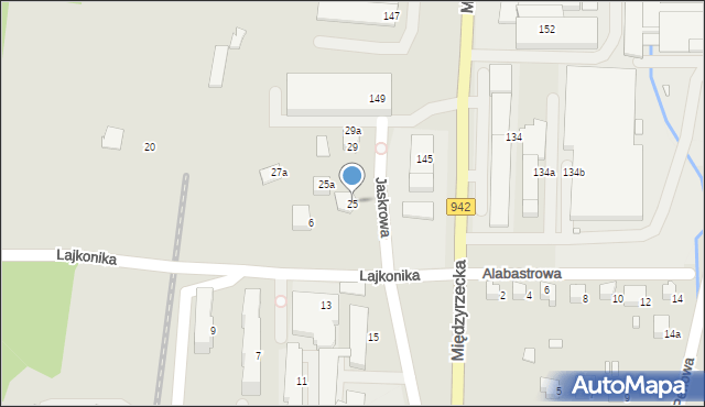 Bielsko-Biała, Jaskrowa, 25, mapa Bielsko-Białej