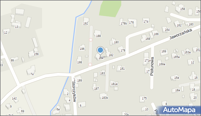 Bielsko-Biała, Jaworzańska, 184, mapa Bielsko-Białej