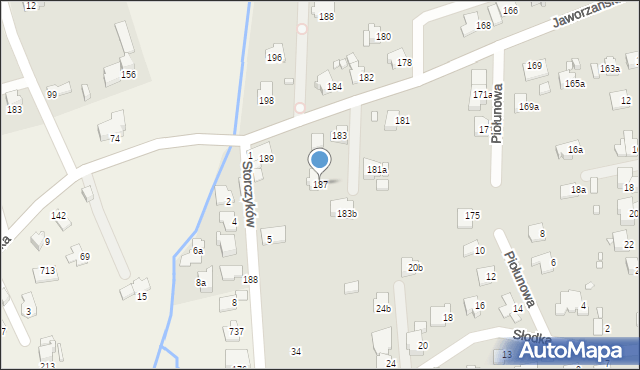 Bielsko-Biała, Jaworzańska, 187, mapa Bielsko-Białej