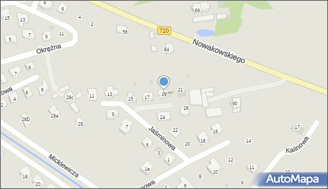 Błonie, Jaśminowa, 19, mapa Błonie