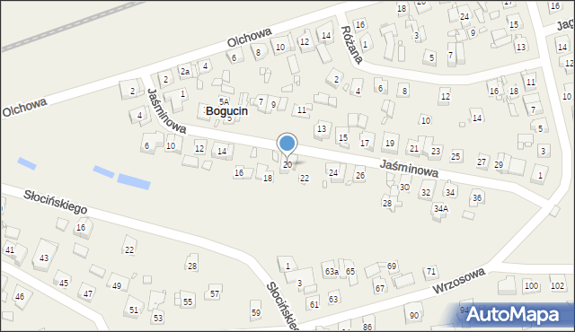 Bogucin, Jaśminowa, 20, mapa Bogucin