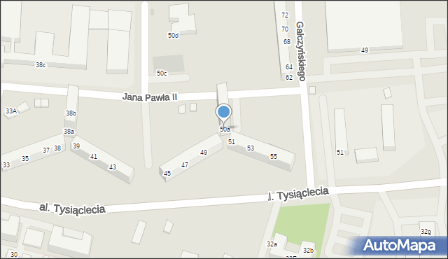 Bolesławiec, Jana Pawła II, 50a, mapa Bolesławca