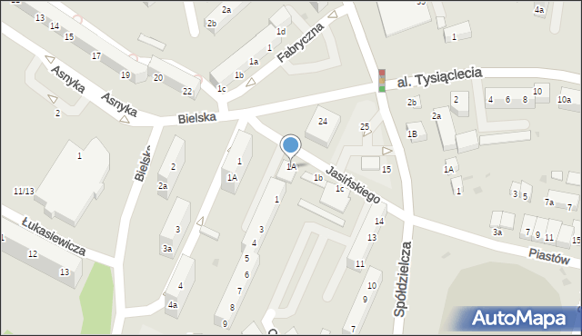 Bolesławiec, Jasińskiego Tadeusza, 1A, mapa Bolesławca