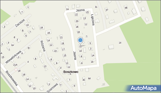 Boszkowo-Letnisko, Jasna, 12, mapa Boszkowo-Letnisko